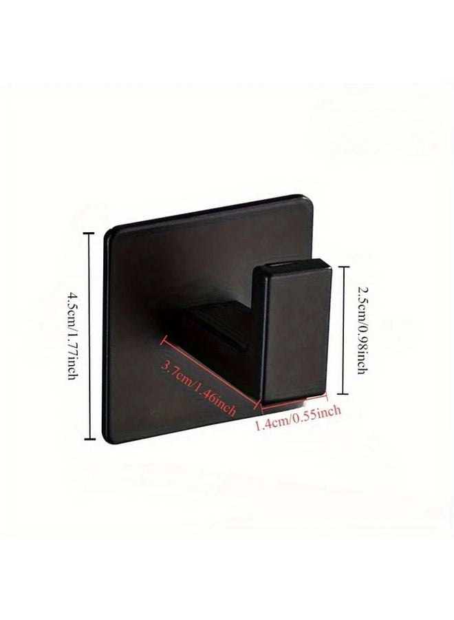 4pc Black Wall Mount Coat Rack Strong Adhesive Easy Installation Shower Robe Hook Kitchen Bathroom Towel Holder - Image 4