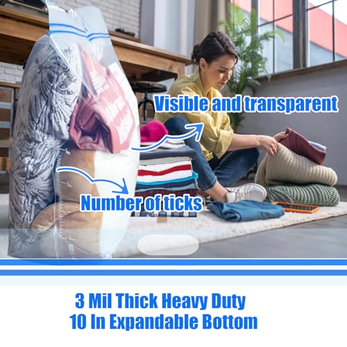 BEIDOU-PAC 25 Gallon Jumbo Storage Bags with Handle, 15 Count | Double Zipper Seal | Expandable Bottom, Resealable Clear zip Bags for Home, Travel, Moving, Commercial and Outdoor - Image 4