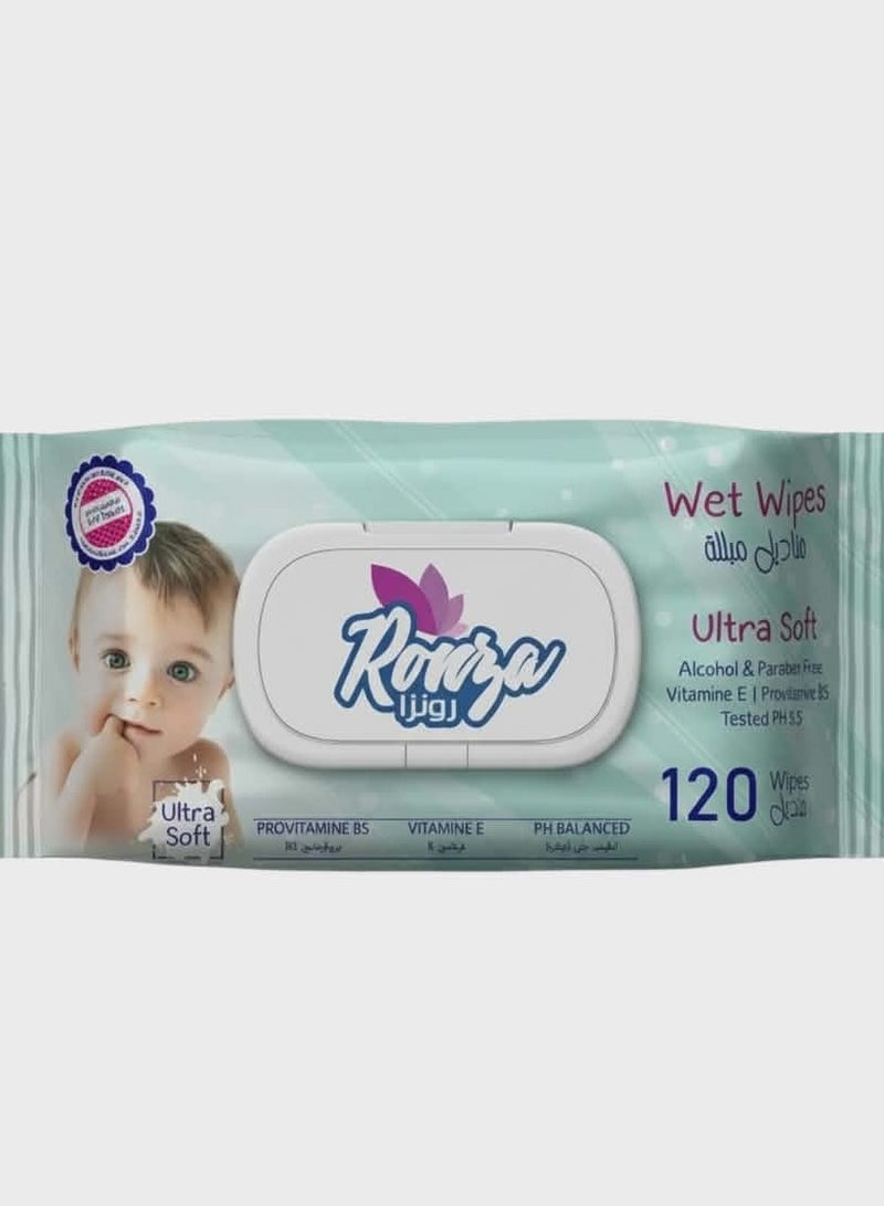 رونزا مناديل رونزا المبللة للأطفال - 120 منديل (مدعمة بفيتامين E) - Image 1