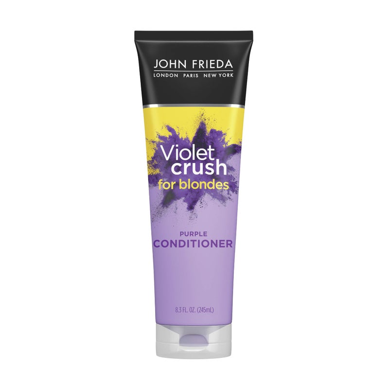 John Frieda Violet Crush Purple Conditioner, Purple Conditioner for Blonde Hair, Crushed Violet Pigments Neutralize Brassy Tones for Cooler, Brighter Blonde, 8.3 Oz - Image 1