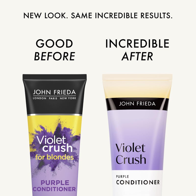 John Frieda Violet Crush Purple Conditioner, Purple Conditioner for Blonde Hair, Crushed Violet Pigments Neutralize Brassy Tones for Cooler, Brighter Blonde, 8.3 Oz - Image 2