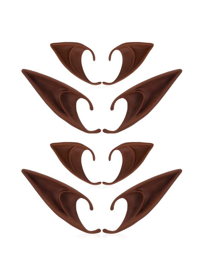 FRESHME 4 Pairs Brown Fairy Ears Short And Long Elf Ears Set Anime Pixie Ear Silicone Vampire Ears For Women Cosplay Halloween Christmas Renaissance Masquerade Dress Up Props Costume Accessories  - Image 1