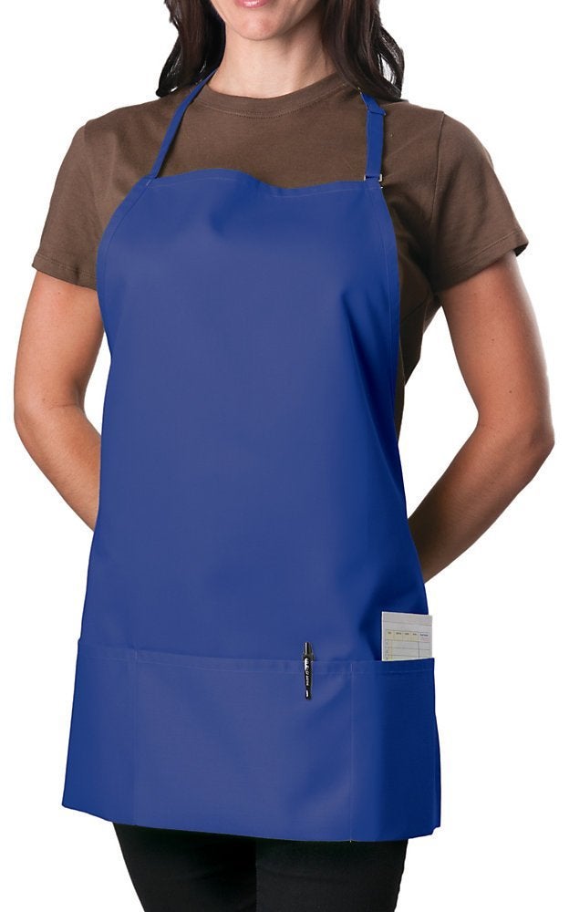 KNG Royal Blue 3 Pocket Adjustable Bib Apron for Men and Women - Image 1