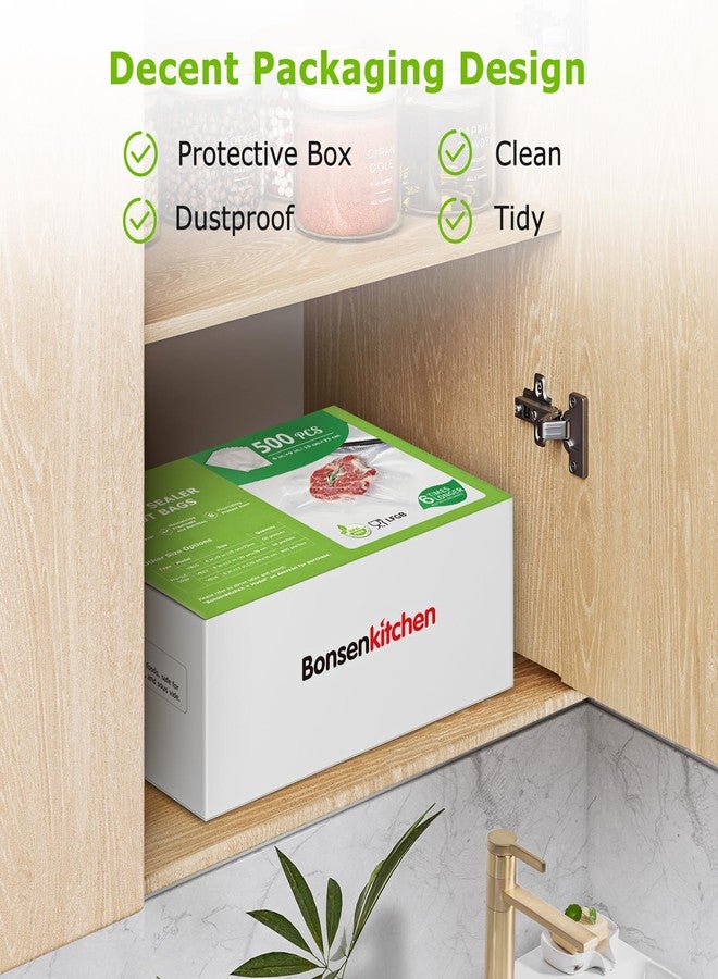 Bonsenkitchen Precut Vacuum Sealer Bags, 500 Pint 6" x 9" Food Sealer Bags,Commercial Grade, BPA Free, Heavy Duty, Customized Size Vacuum Bags for Vac Storage, Meal Prep or Sous Vide Cooking, VB11 - Image 5