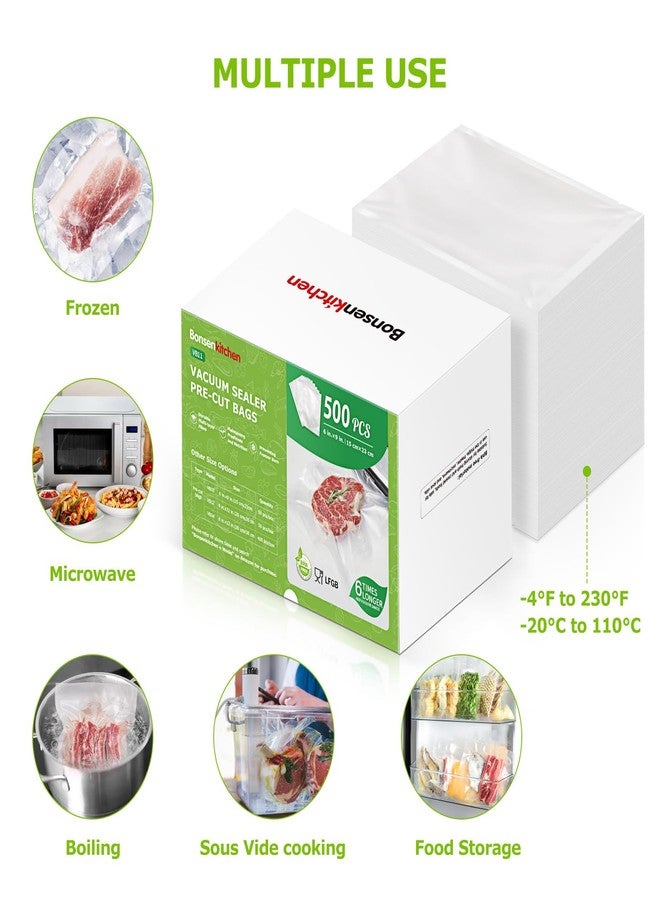 Bonsenkitchen Precut Vacuum Sealer Bags, 500 Pint 6" x 9" Food Sealer Bags,Commercial Grade, BPA Free, Heavy Duty, Customized Size Vacuum Bags for Vac Storage, Meal Prep or Sous Vide Cooking, VB11 - Image 4