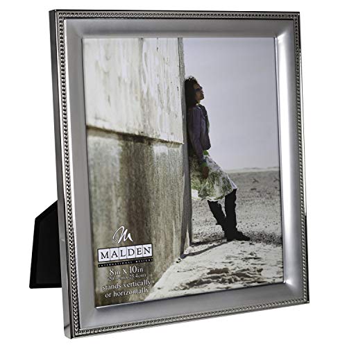 Malden International Designs Classic Silver Metal With Silver Beads 2-Tone Picture Frame, 8x10, Silver - Image 2