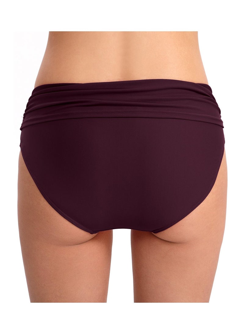 Loquat Solid Color Plunge Bikini Bottom Purple - Image 2