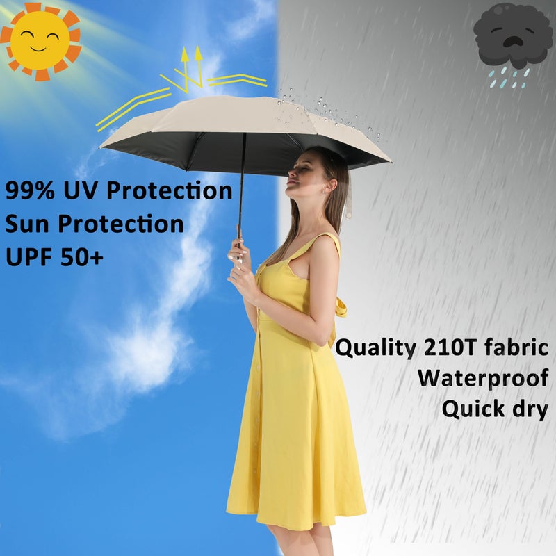 Baodini Small Uv Protection Travel Umbrella Compact For Rain And Sun Upf 50+ Windproof Portable 42 Inch Umbrella For Women And Men - Image 2