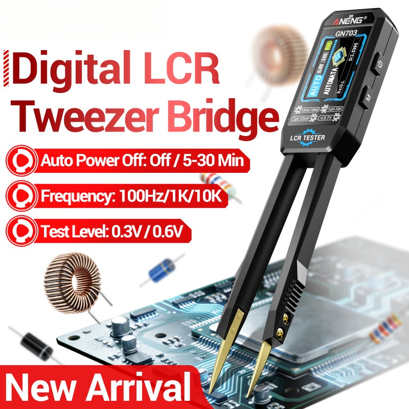 Lcr Tweezer Meter Black - 0.5% Accuracy 3 Test Frequencies Auto Component Identification Compact All-In-One Smd Component Tester for Electronics Technicians Hobbyists - Image 2