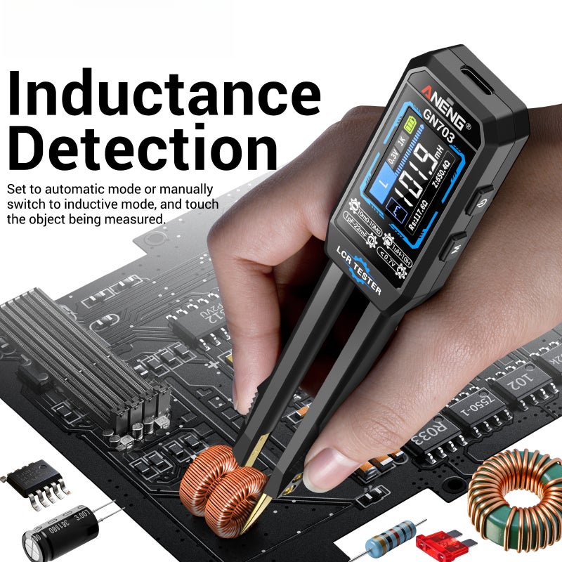 Lcr Tweezer Meter Black - 0.5% Accuracy 3 Test Frequencies Auto Component Identification Compact All-In-One Smd Component Tester for Electronics Technicians Hobbyists - Image 5