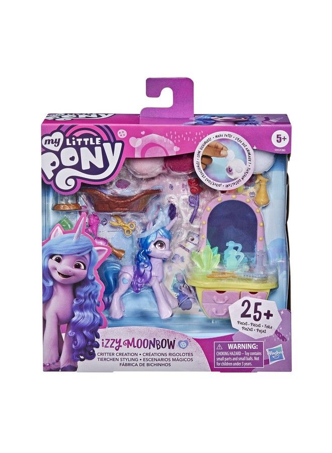 my little Pony : A New Generation Movie Story Scenes Critter Creation Izzy Moonbow  Toy With 25 Accessories And 3Inch Purple Pony - Image 4
