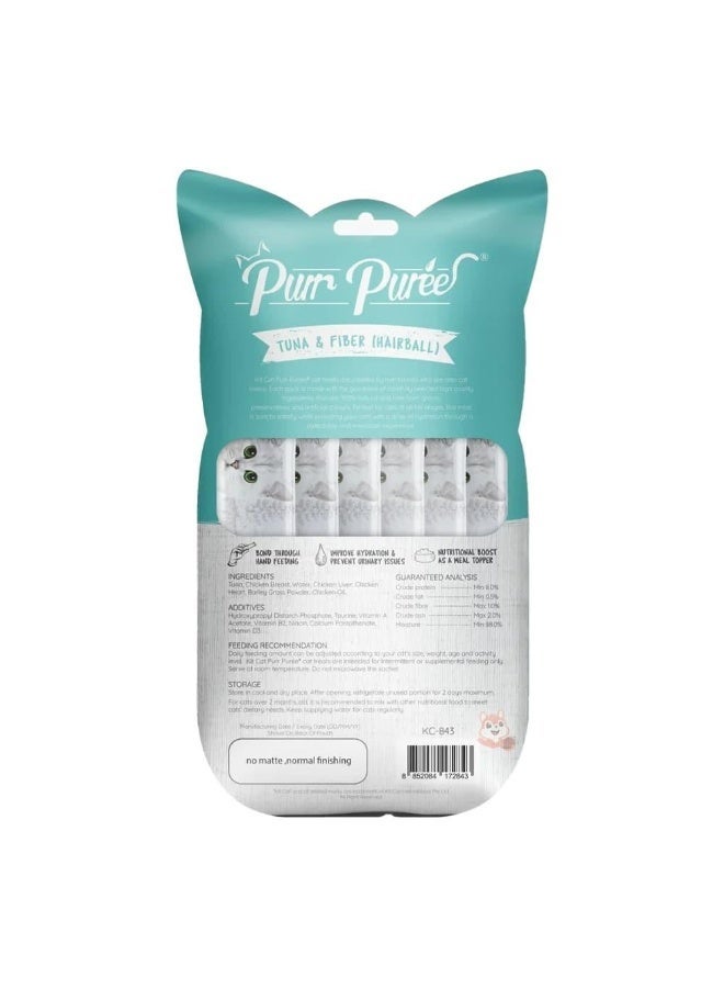 Kit Cat The product shown is Kit Cat Purr Purée Tuna & Fiber (Hairball) cat treats. 5 x 15g (75g) - Image 2