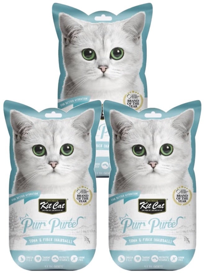 كيت كات المنتج المعروض هو مكافآت القطط "كيت كات بور بيوريه" بنكهة التونة والألياف (للتخلص من كرات الشعر). 5 × 15 غرام (75 غرام × 3) 3 عبوات - Image 1