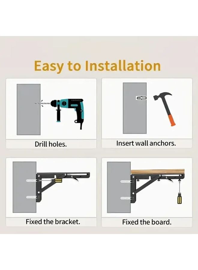 2PCS 18INCH Heavy Duty Foldable Steel Billy Shelf Support Wall Mounted Triangular - Image 5