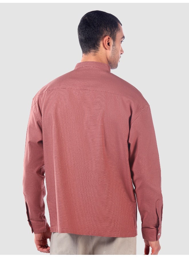 Beyoung Brick Red Oxford Kurta Shirt - Image 3