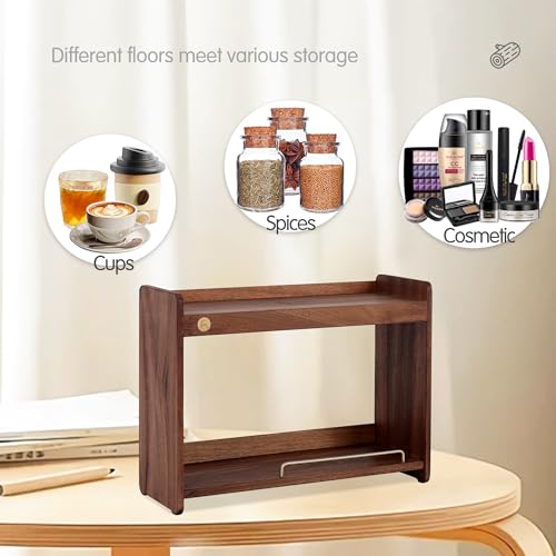 KAOTGOT Coffee Mug Holder Wooden Cup Rack Mug Display Shelf Coffee Cup Holder for Countertop with 2 Tier Wood Coffee Mugs Holder for Kitchen Coffee Cup Storage - Image 5