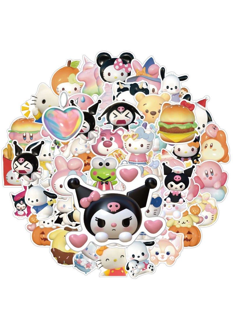 SYOSI 60 Pcs Cute Stickers for Kids, Vinyl Water Bottles, Cartoon Teens, Anime Adults, Kawaii Pack Kuromi, Set Of 2 - Image 1