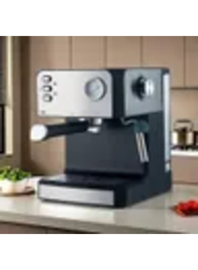 Denx Espresso and Cappuccino Machine 850W, 1.6L water tank, dual stainless steel filter, compatible with coffee capsules and ground coffee, steam frother, overheat protection. - Image 5
