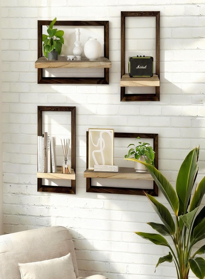 moonysweet Bathroom Floating Shelves for Wall Mounted Farmhouse Home Decor Display Bookshelf SmallSet of 2, Rustic Brown Living Room, Bathroom Kitchen Bedroom - Image 3