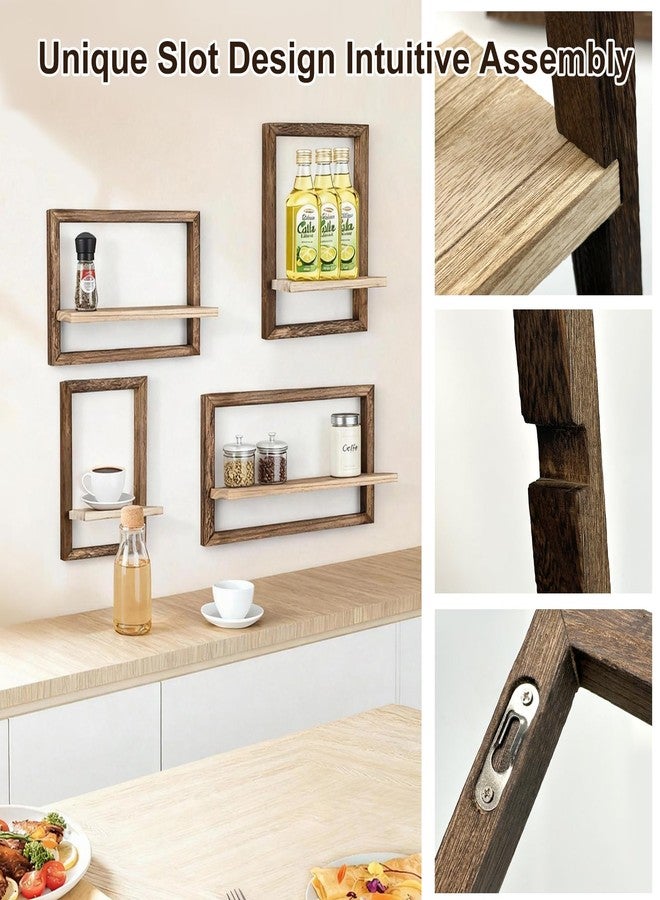 moonysweet Bathroom Floating Shelves for Wall Mounted Farmhouse Home Decor Display Bookshelf SmallSet of 2, Rustic Brown Living Room, Bathroom Kitchen Bedroom - Image 5