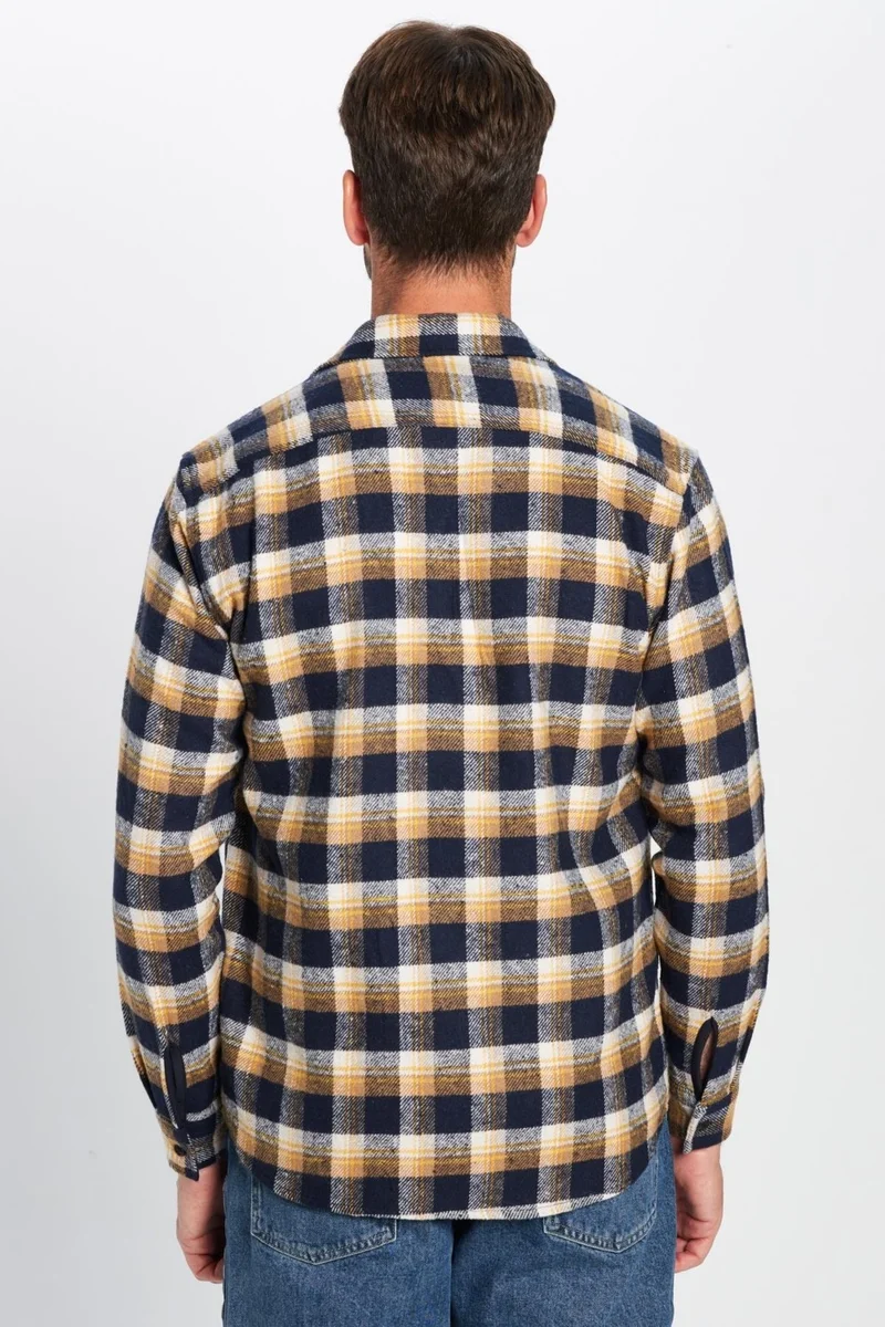 تودورس Men's Classic Fit Regular Cut Lumberjack Single Pocket Checkered Winter Shirt