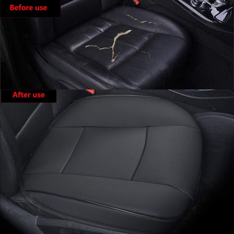 EDEALYN Car Seat Cushions - 2pcs PU Leather Seat Covers for Driver and Passenger (Black-B) - Image 2