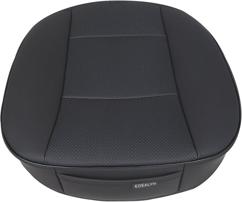 EDEALYN Car Seat Cushions - 2pcs PU Leather Seat Covers for Driver and Passenger (Black-B) - Image 3