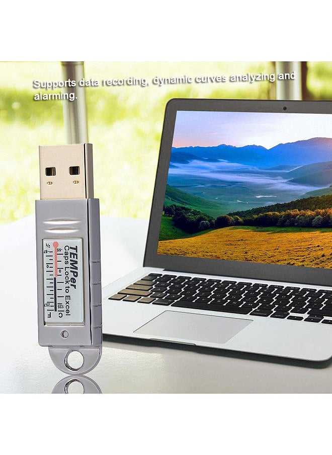 Pcsensor - USB Thermometer Temperature Sensor Data Logger Recorder for PC Laptop Silver - Image 1