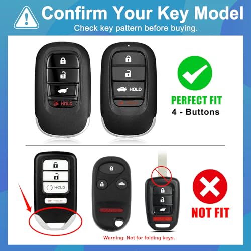 AAWQVRG Key Fob Cover for Honda - Premium Soft TPU Shell Full Protection Case with Keychain, Fits Accord Civic HR-V CR-V Pilot Passport, Pink 4-Button - Image 2