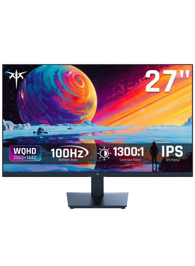 شاشة كمبيوتر KTC مقاس 27 بوصة QHD (2560 * 1440) 100 هرتز - لوحة IPS، شاشة مضادة للضوء الأزرق، نطاق ألوان عالي 100%، 123% sRGB، تدعم FreeSync وGSync، شاشة كمبيوتر للألعاب غير الرسمية والعمل - Image 1