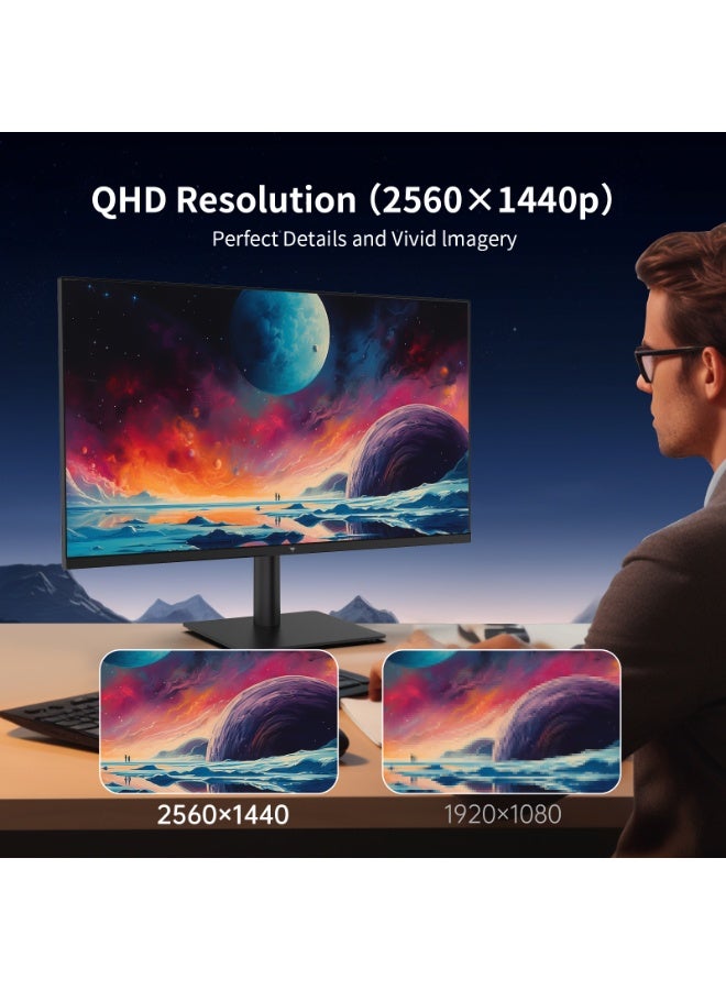 شاشة كمبيوتر KTC مقاس 27 بوصة QHD (2560 * 1440) 100 هرتز - لوحة IPS، شاشة مضادة للضوء الأزرق، نطاق ألوان عالي 100%، 123% sRGB، تدعم FreeSync وGSync، شاشة كمبيوتر للألعاب غير الرسمية والعمل - Image 2