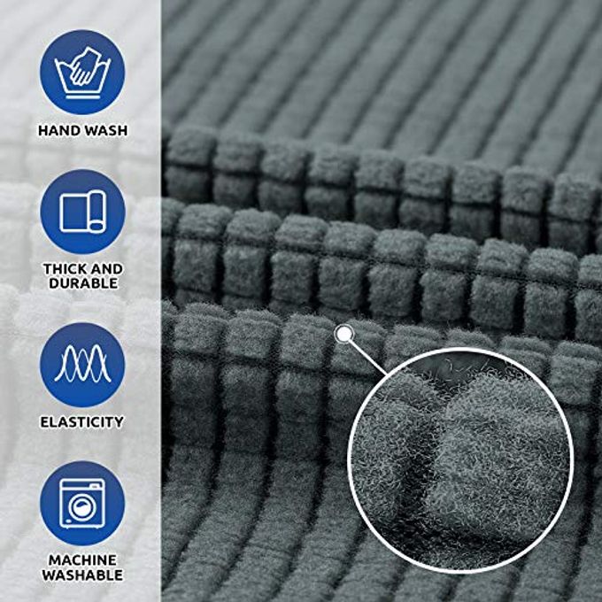 KEKUOU Stretch Single Sofa Slipcover 1 Piece Couch Sofa Cover (31"-55") Furniture Protector 1 Seater Sofa with Elastic Bottom for Kids,Pet.Jacquard Small Checked Pattern Fabric(Small,Grey) - Image 3