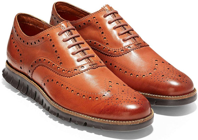 COLE HAAN حذاء كول هان للرجال من جلد زيروجراند وينغ أوكسفورد، جلد بني بريطاني/جافا، 45 EU - Image 2