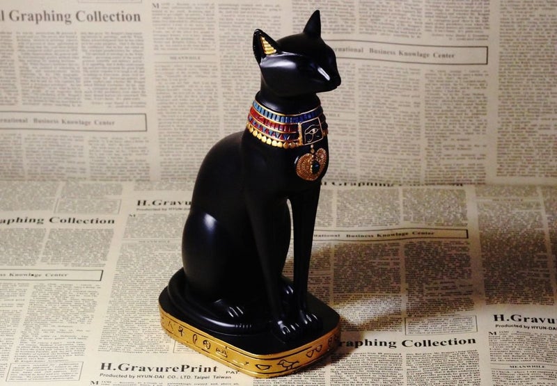 KiaoTime 9.5" Ancient Egypt Kitty Egyptian Bastet Cat Goddess Statue Collectible Bastet Sculpture (9.5" Tall) - Image 4