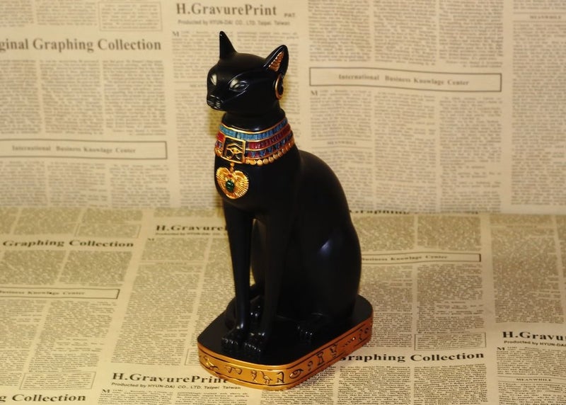 KiaoTime 9.5" Ancient Egypt Kitty Egyptian Bastet Cat Goddess Statue Collectible Bastet Sculpture (9.5" Tall) - Image 2