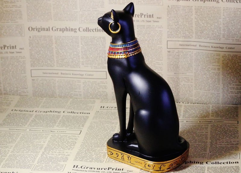 KiaoTime 9.5" Ancient Egypt Kitty Egyptian Bastet Cat Goddess Statue Collectible Bastet Sculpture (9.5" Tall) - Image 3