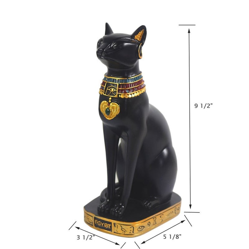 KiaoTime 9.5" Ancient Egypt Kitty Egyptian Bastet Cat Goddess Statue Collectible Bastet Sculpture (9.5" Tall) - Image 5