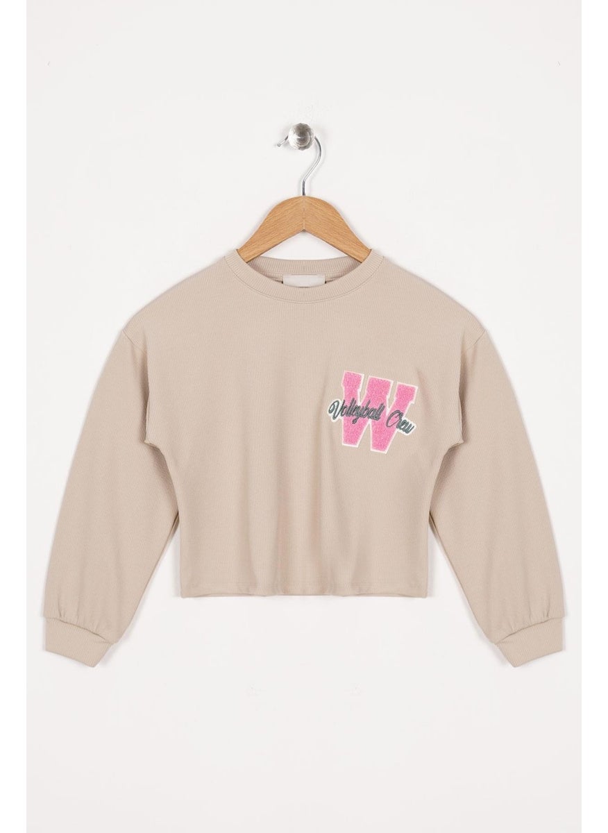 WEWE - Printed Beige Color Girl Crop Top - Image 1