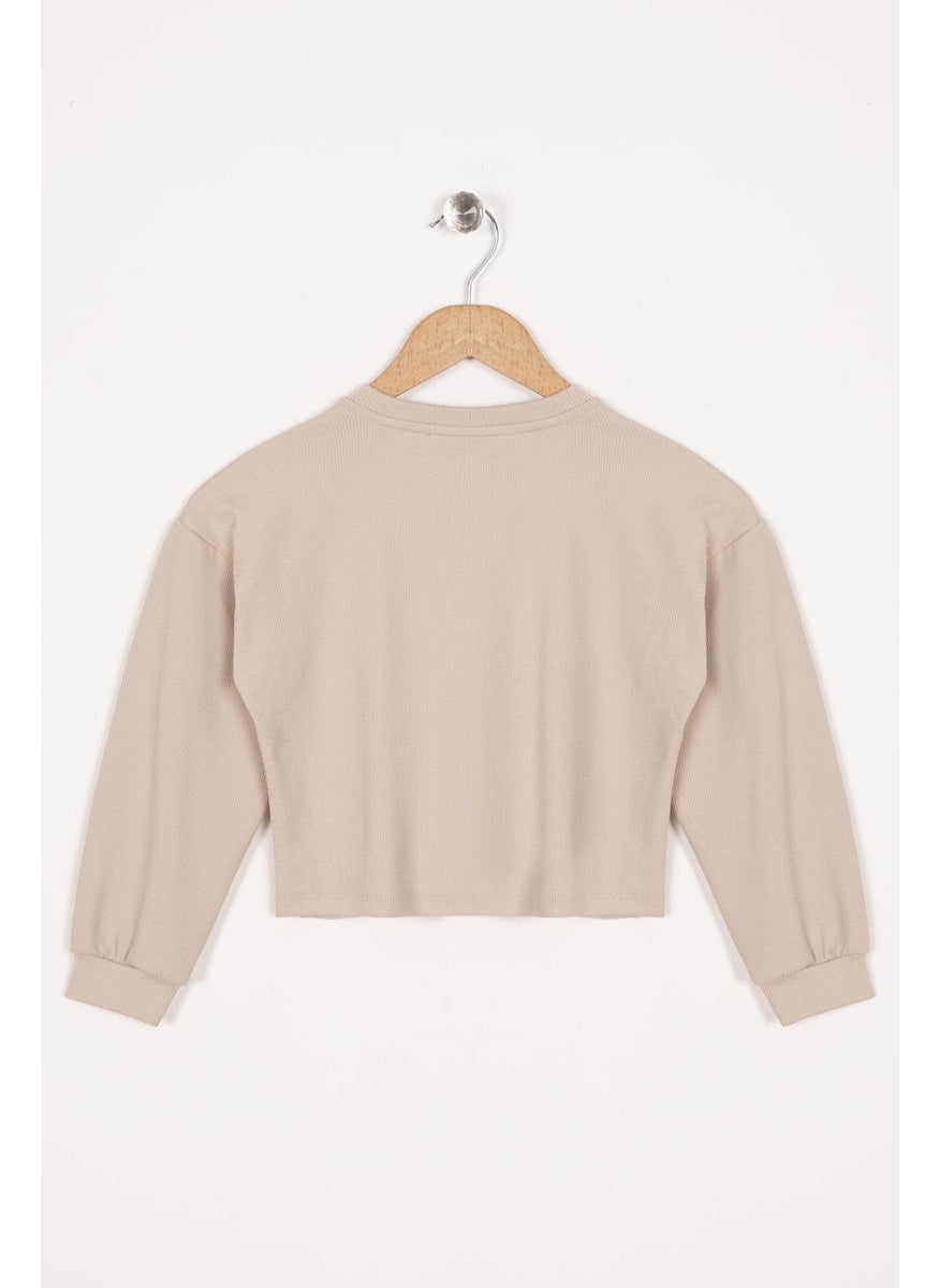WEWE - Printed Beige Color Girl Crop Top - Image 1