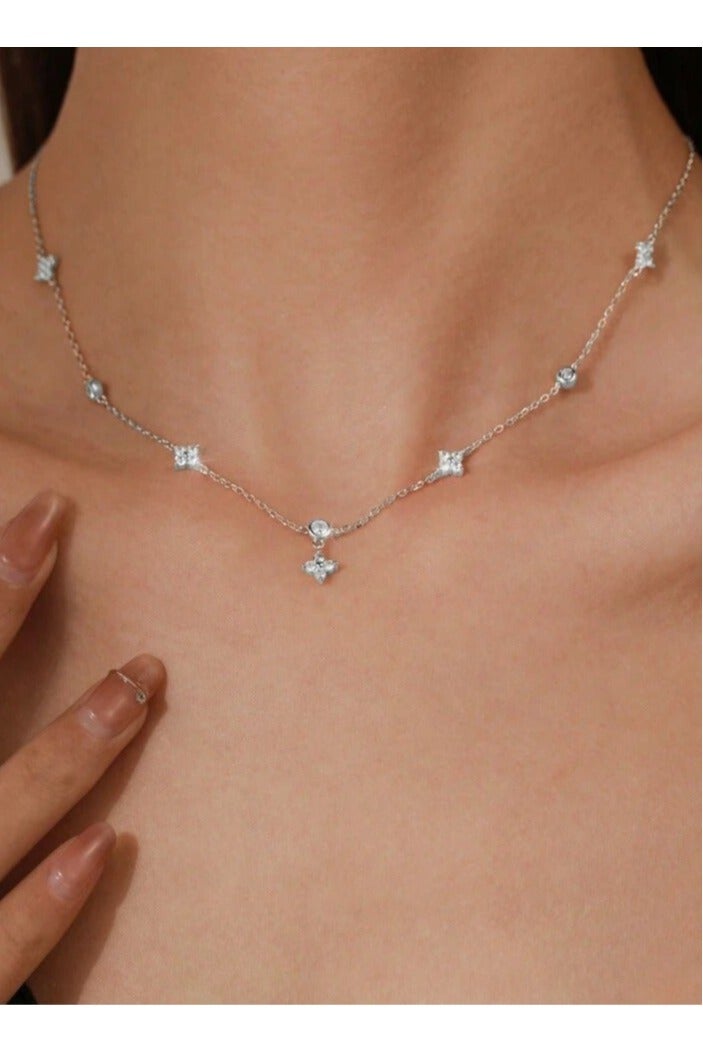 925 ستيرلنغ سيلفر تشارمز سلسال من الفضة الإسترلينية عيار 925 بقلائد فاخرة ناعمة مصنوعة بجودة عالية ودقة شديدة مزينة بكريستال طبيعي من حجر الزيركون لتعطي مظهرا رائعا للأميرة التي تستحقها - Image 1