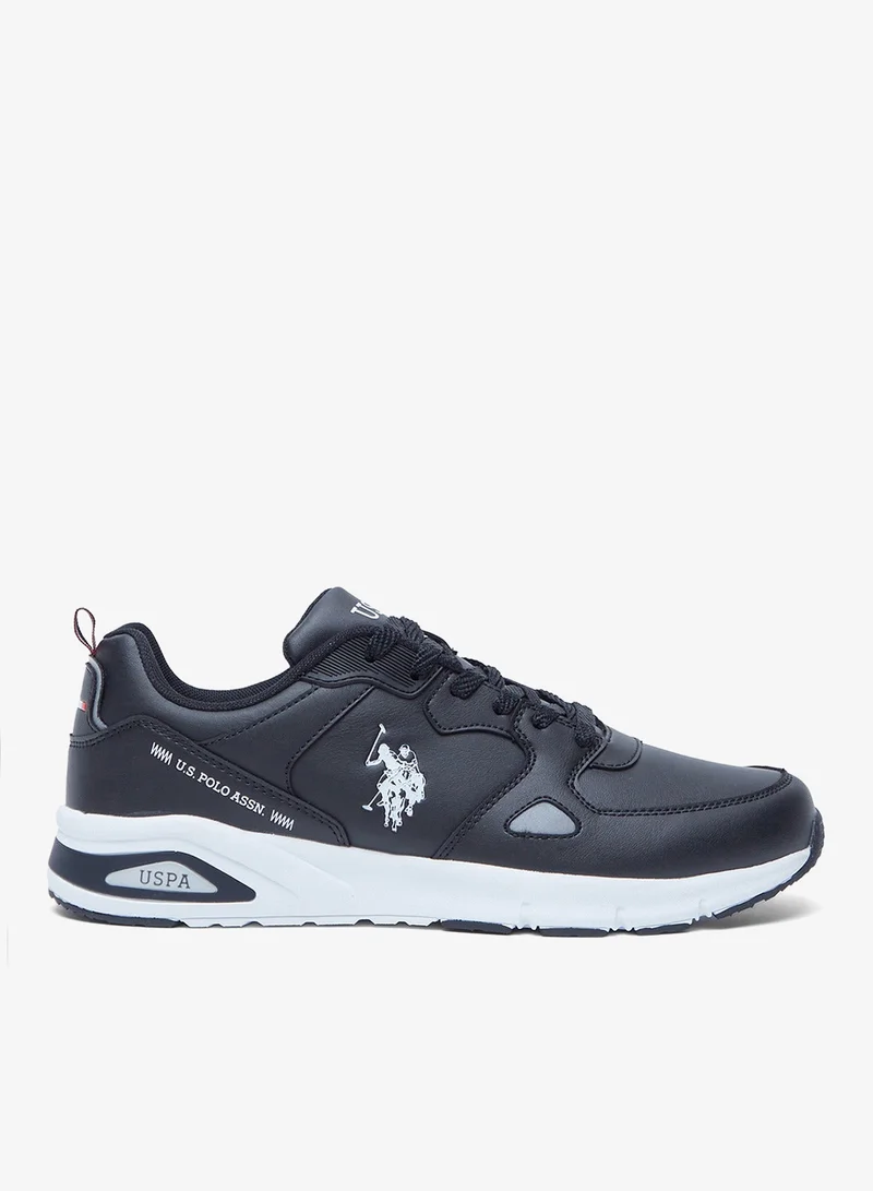 U.S. Polo Assn. Men's Black Low-Top Casual Sneakers with Iconic Branding for a Clean Look Shoes