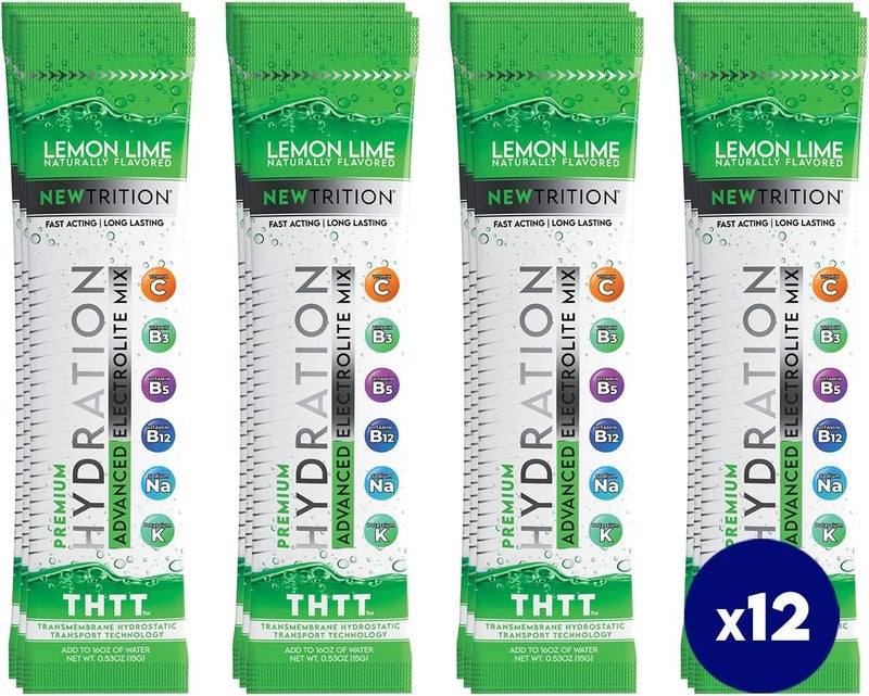Newtrition Hydration Powder Electrolyte Powder Packets Naturally Flavored Hydrating Packets for Water Fast Acting Electrolytes with Vitamins 12 Lemon Lime - Image 1