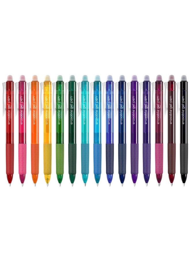 Vanstek 15 Colors Retractable Erasable Gel Pens Clicker, Fine Point(0.7), Make Mistakes Disappear, Premium Comfort Grip For Drawing Writing Planner And School Supplies - Image 1