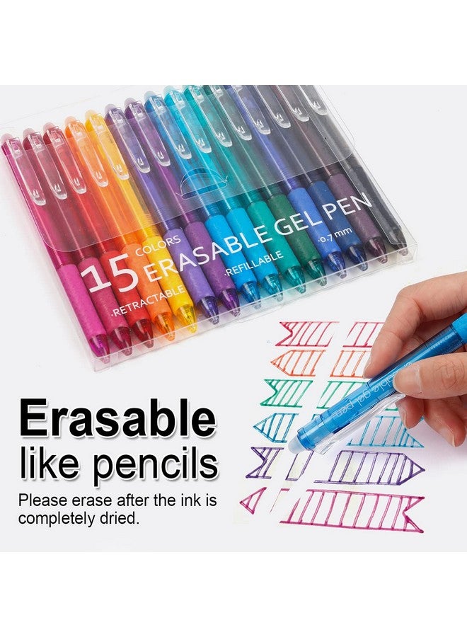 Vanstek 15 Colors Retractable Erasable Gel Pens Clicker, Fine Point(0.7), Make Mistakes Disappear, Premium Comfort Grip For Drawing Writing Planner And School Supplies - Image 2