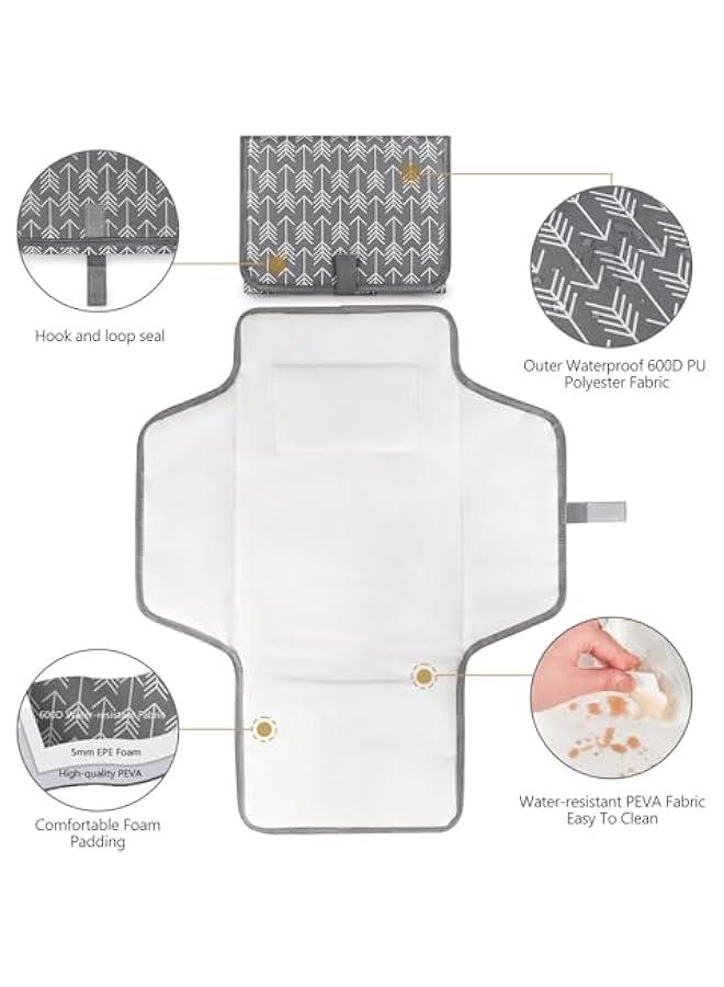 HOOKOR Baby Portable Changing Pad - Waterproof Compact Diaper Changing Mat with Built-in Pillow - Lightweight & Foldable Changing Station,Travel Diaper Change Mat for Baby,Easy to clean - Image 2