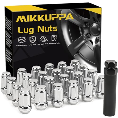 MIKKUPPA 24pcs M12x1.5 Lug Nuts - Replacement for 1984-2013 Toyota 4Runner, 1995-2013 Tacoma, 2000-2006 Tundra Aftermarket Wheel - Chrome Closed End Lug Nuts with Socket - Image 1