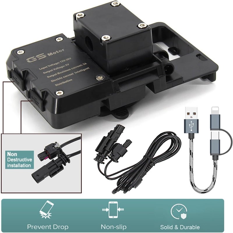 QASULER USB Mobile Phone Motorcycle Navigation Bracket - Image 2
