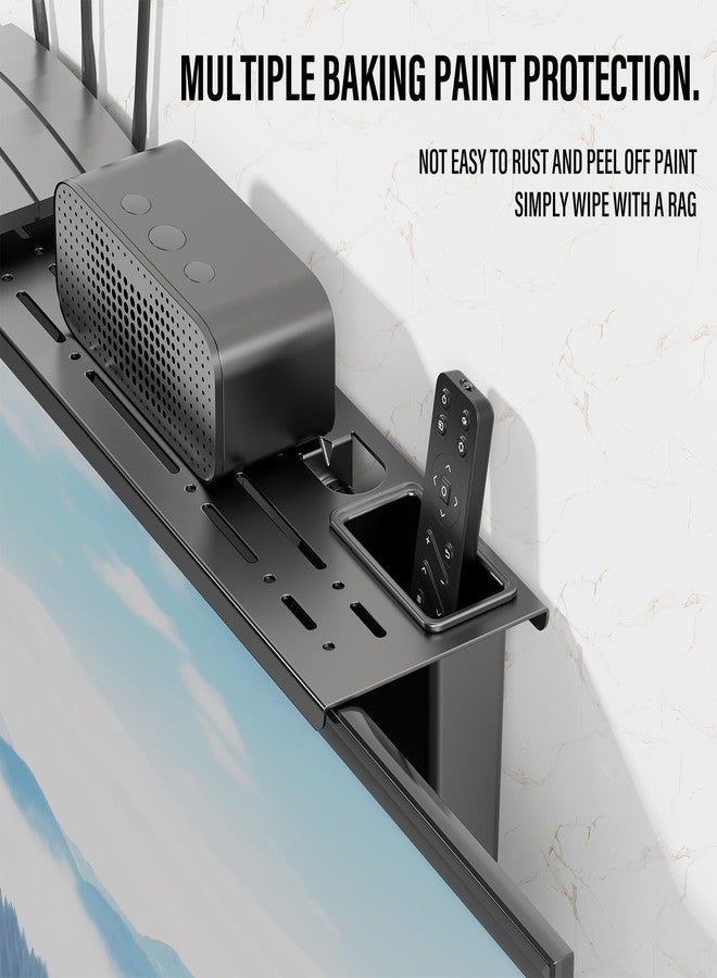 CABTE Adjustable Steel TV Top Shelf, Floating TV Stand, Universal Monitor Shelf for Soundbar, Game Console, Cable Box, Router Shelves (34.65 x 4.33 inch) - Image 3