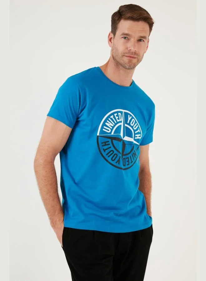 Buratti  Buratti Printed Crew Neck Cotton Slim Fit T-Shirt Men's T-SHIRT 541PUSULA for Men | Best Price UAE
