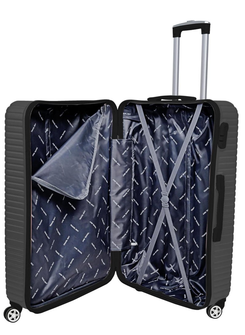 TRAVEL WAY - TrekKit Lightweight Luggage Set of 3 Bag 3 Sizes Hardshell Suitcase Spinner Luggage for Travel ABS Luggage with 4 Spinner Wheels Grey Set of 3 - Image 1